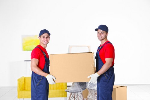 Packed household boxes ready for local removals in Crayford