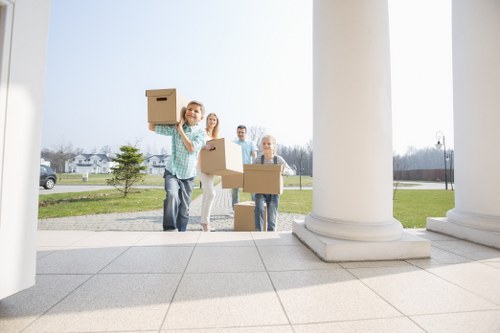 Packed moving boxes and furniture for local removals